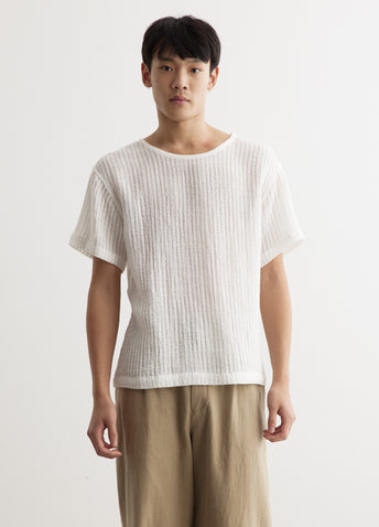 Sheer Stripe Linen Woven T-Shirt