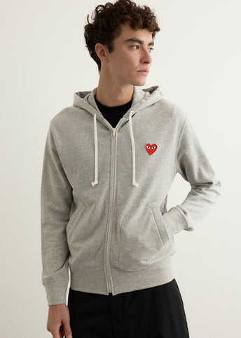 T168 Red Heart Sweatshirt Zip Hoodie