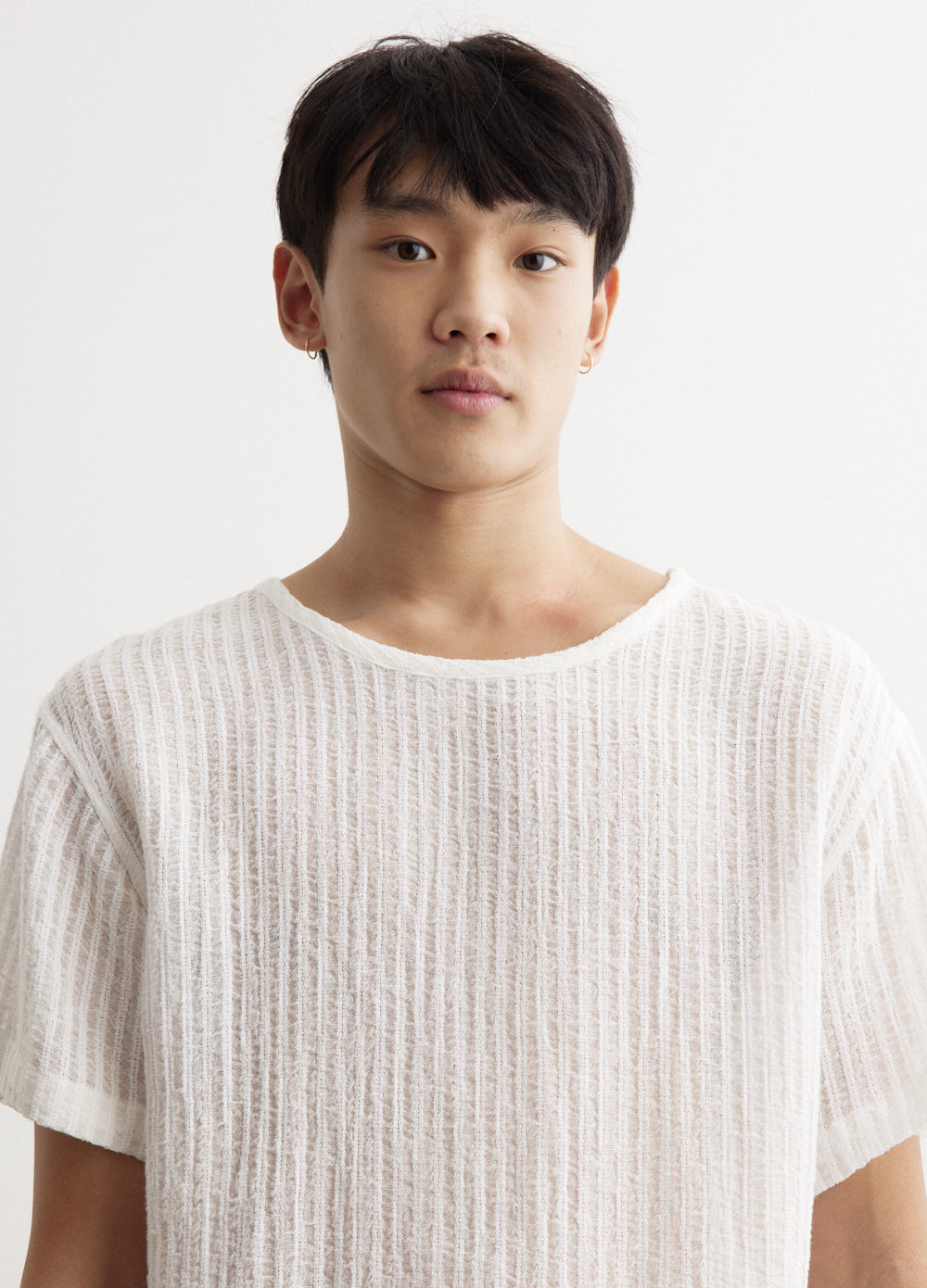 Sheer Stripe Linen Woven T-Shirt