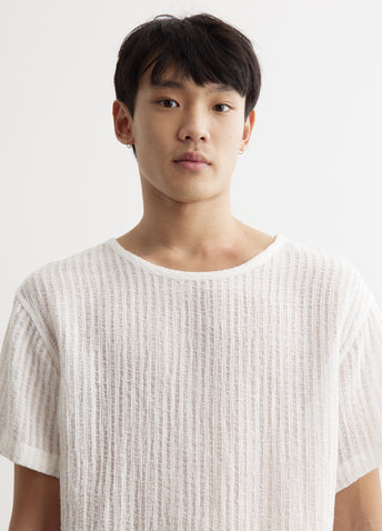 Sheer Stripe Linen Woven T-Shirt