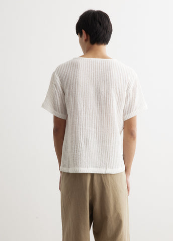 Sheer Stripe Linen Woven T-Shirt