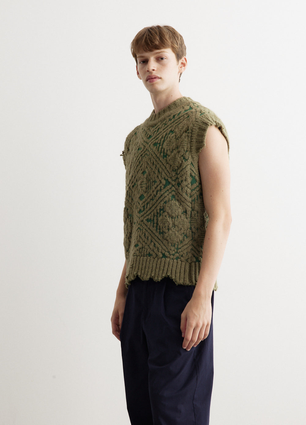 Jacquard Crew-Neck Vest