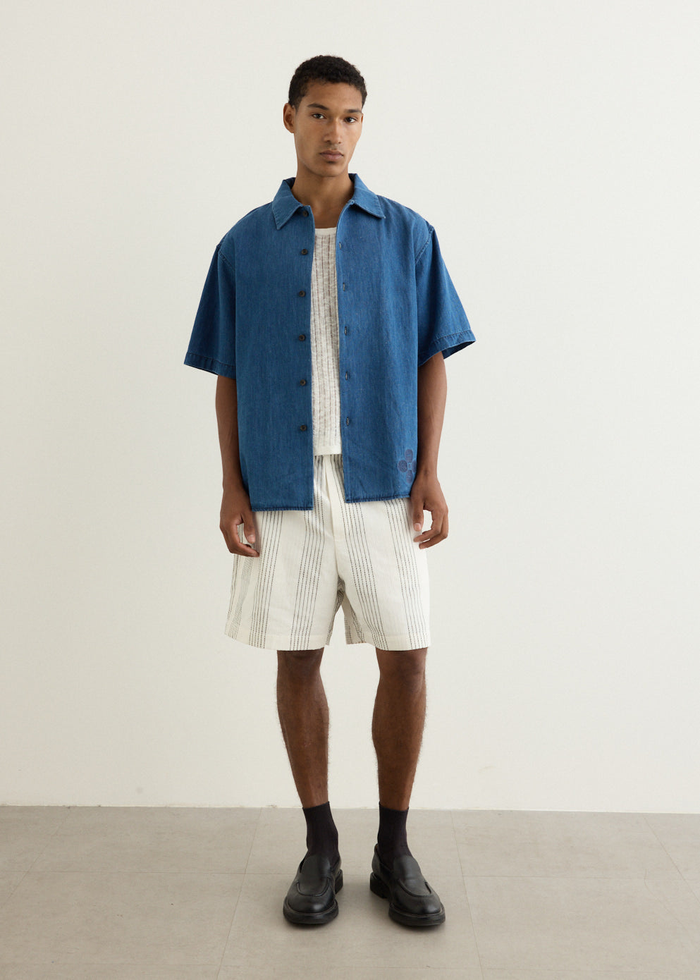 Denim Oversized Short Sleeve Shirt