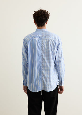 Cotton Stripe Check Multi Panel Shirt