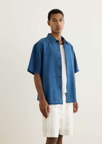 Denim Oversized Short Sleeve Shirt
