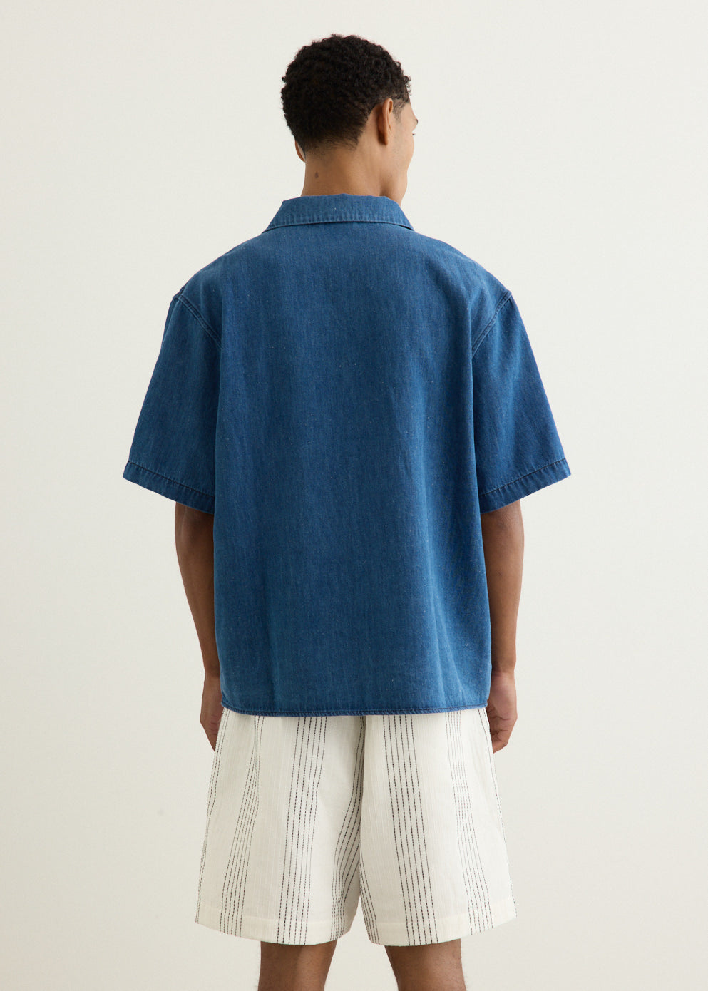 Denim Oversized Short Sleeve Shirt
