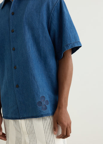Denim Oversized Short Sleeve Shirt