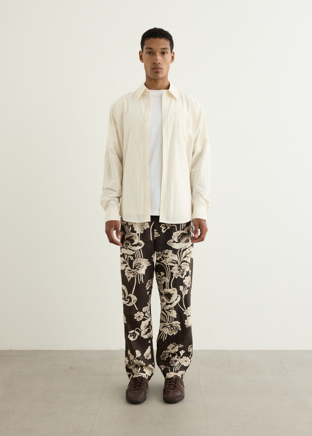 Linen Print Resort Trousers