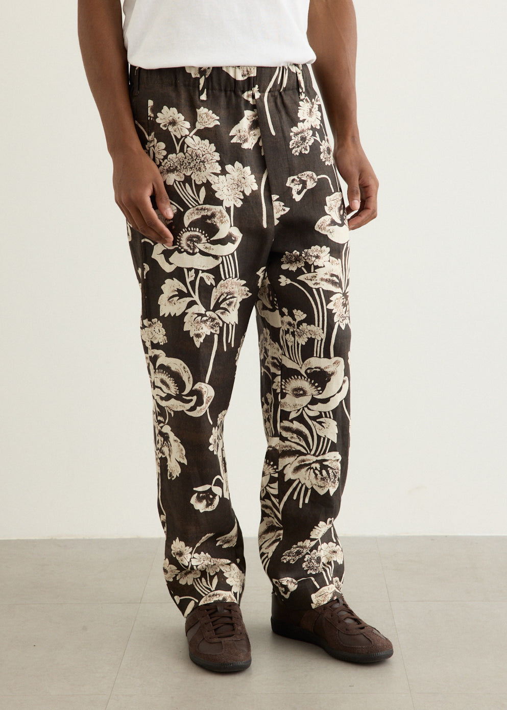 Linen Print Resort Trousers
