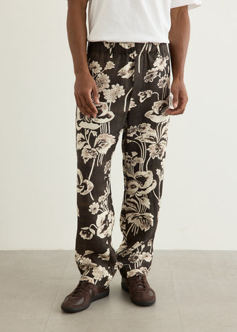 Linen Print Resort Trousers