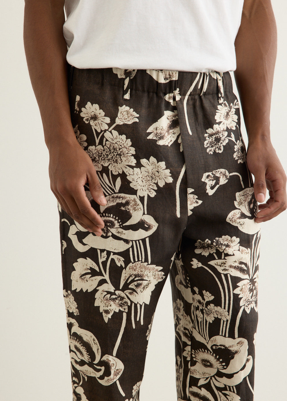 Linen Print Resort Trousers