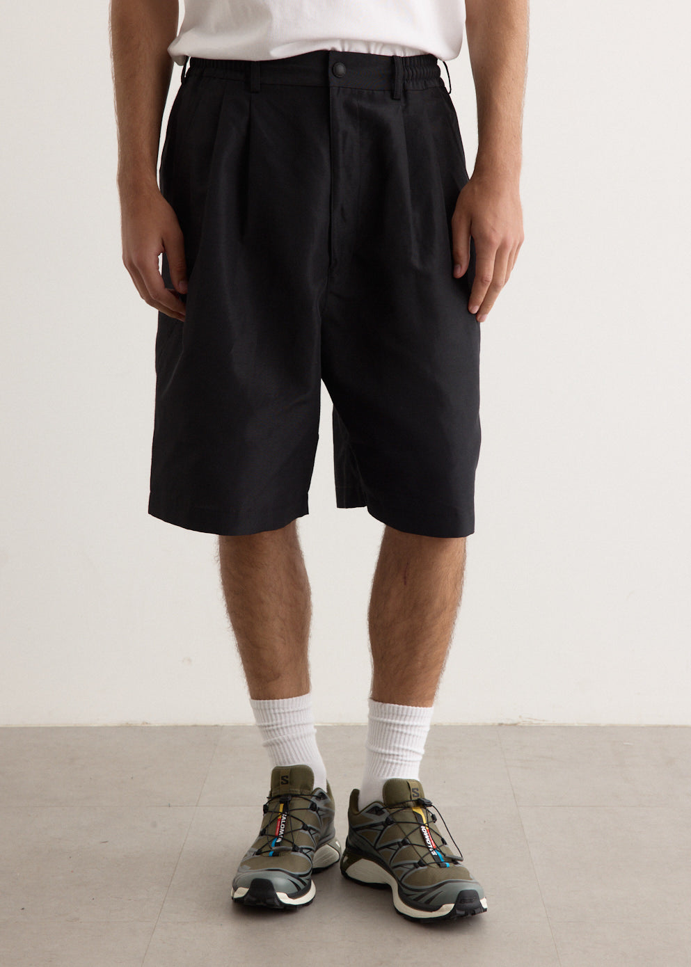 Polyester Ramie Poplin Tailored Shorts