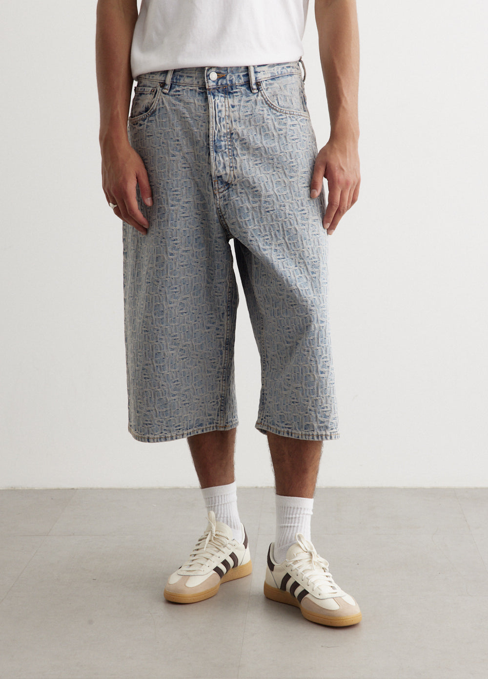 Acne Studios - Rudda Denim Monogram Shorts - Shorts,Specials : American Fashion Style Bags On Sale Acne Studios - Rudda Denim Monogram Shorts - Shorts,Specials : American Fashion Style Bags On Sale