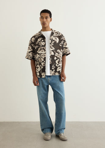 Painted Peonies Bowling Shirt