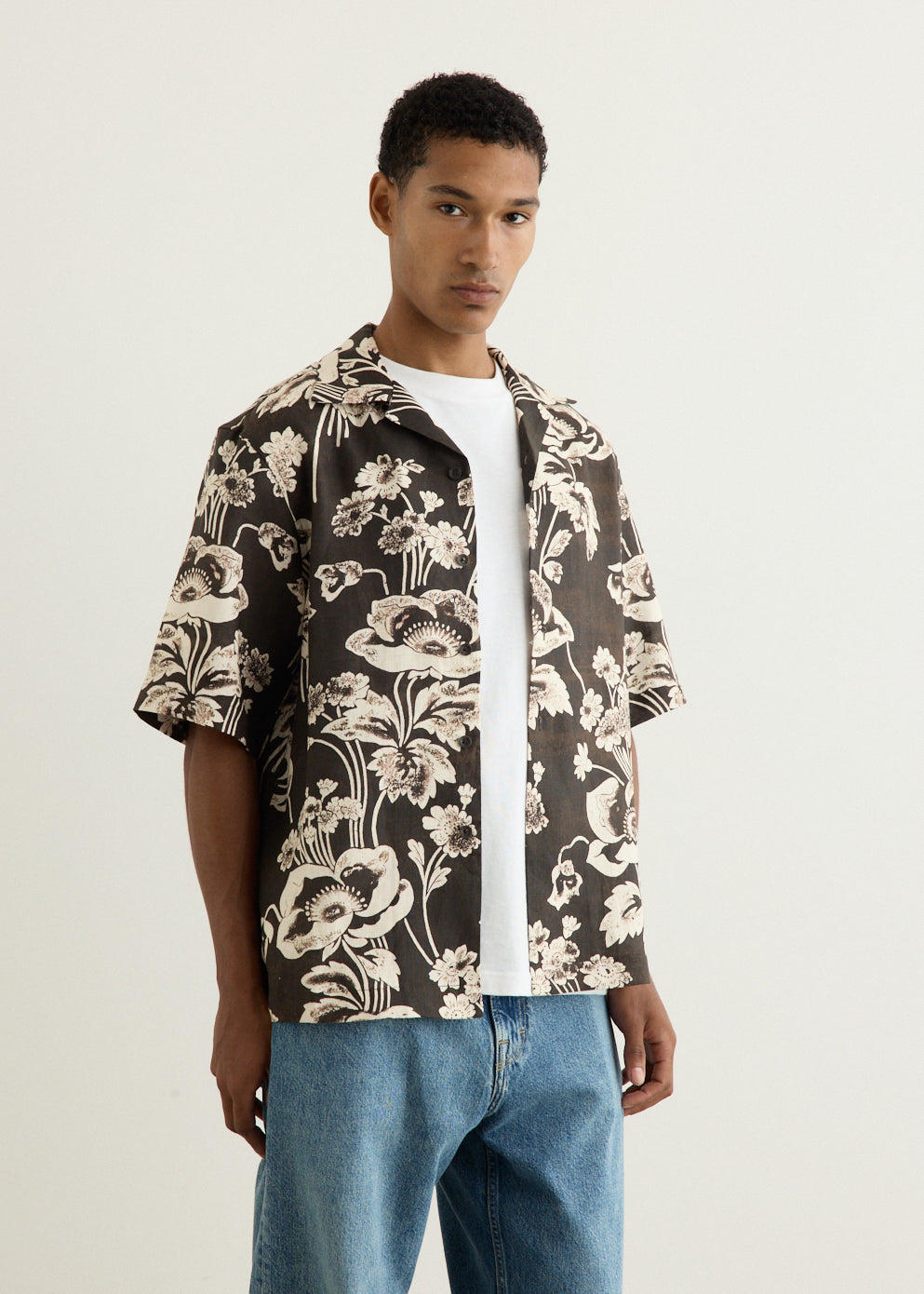 Painted Peonies Bowling Shirt