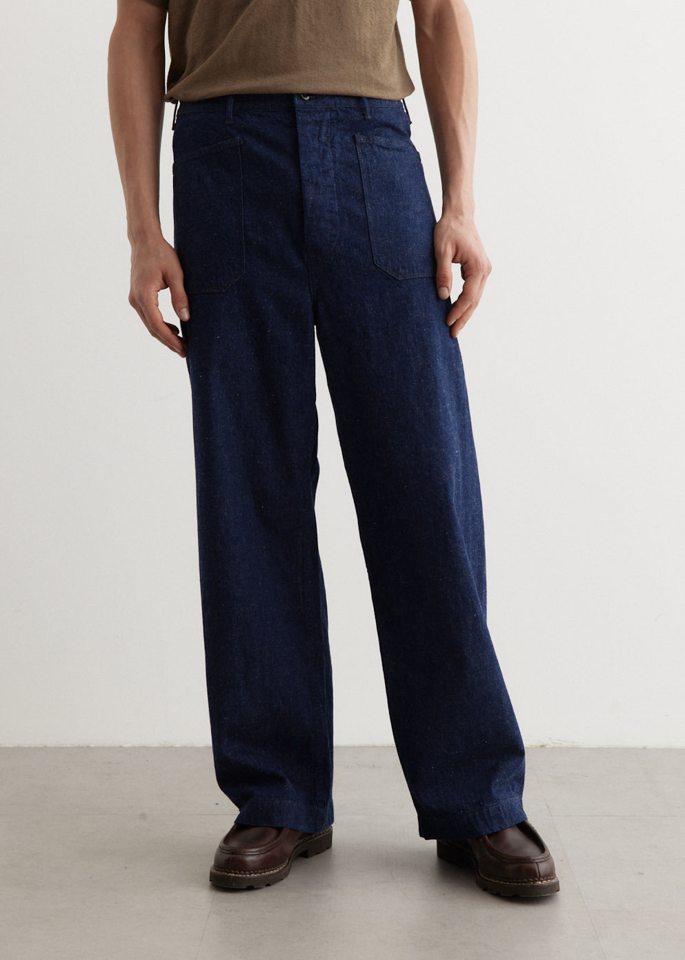 【YOURNUS】Navy stitch denim wide slacks High-Waisted Wow Wide-Leg Jeans | Old Navy