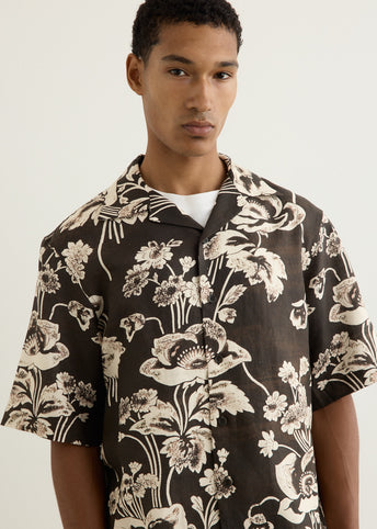 Painted Peonies Bowling Shirt