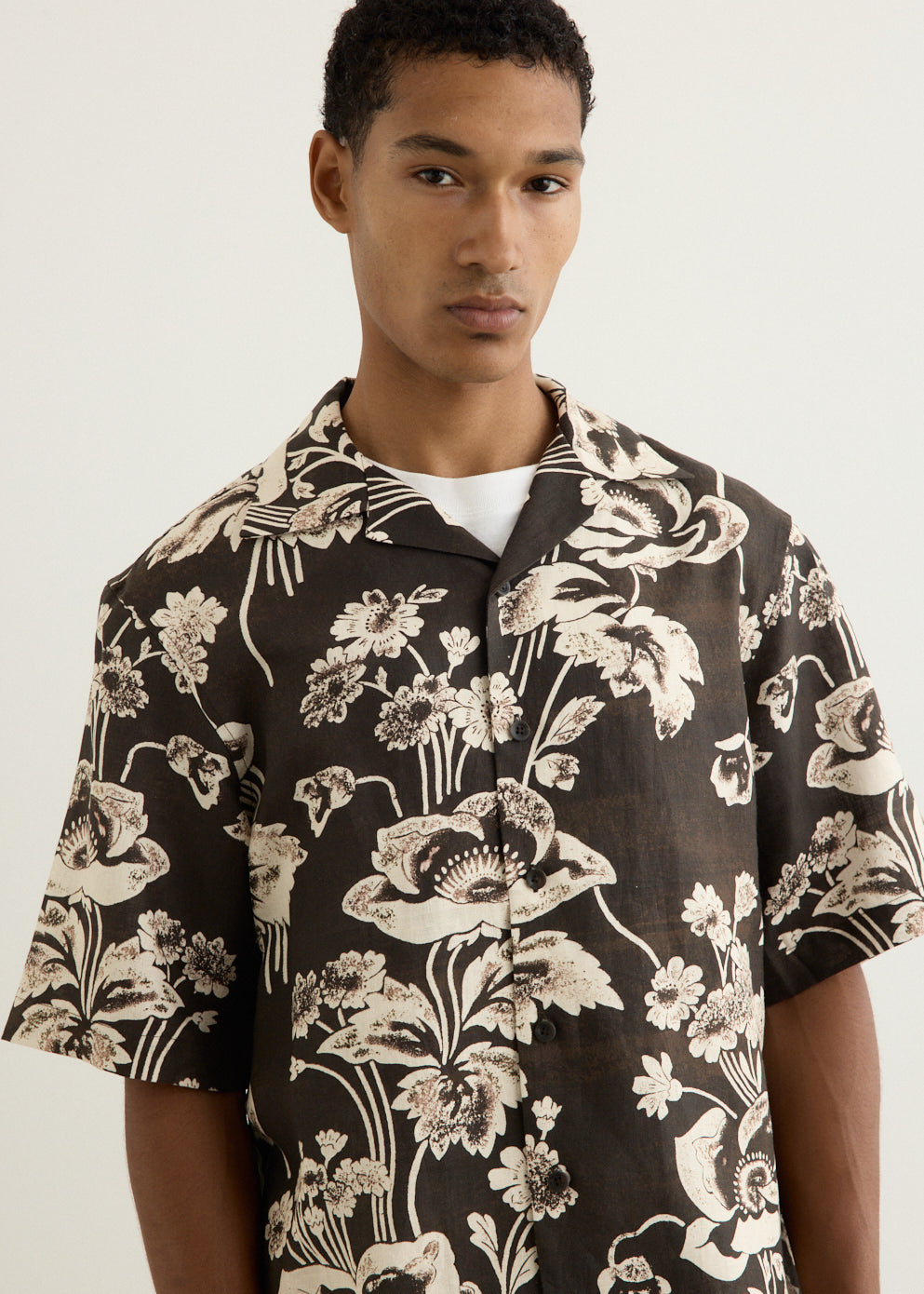 Painted Peonies Bowling Shirt