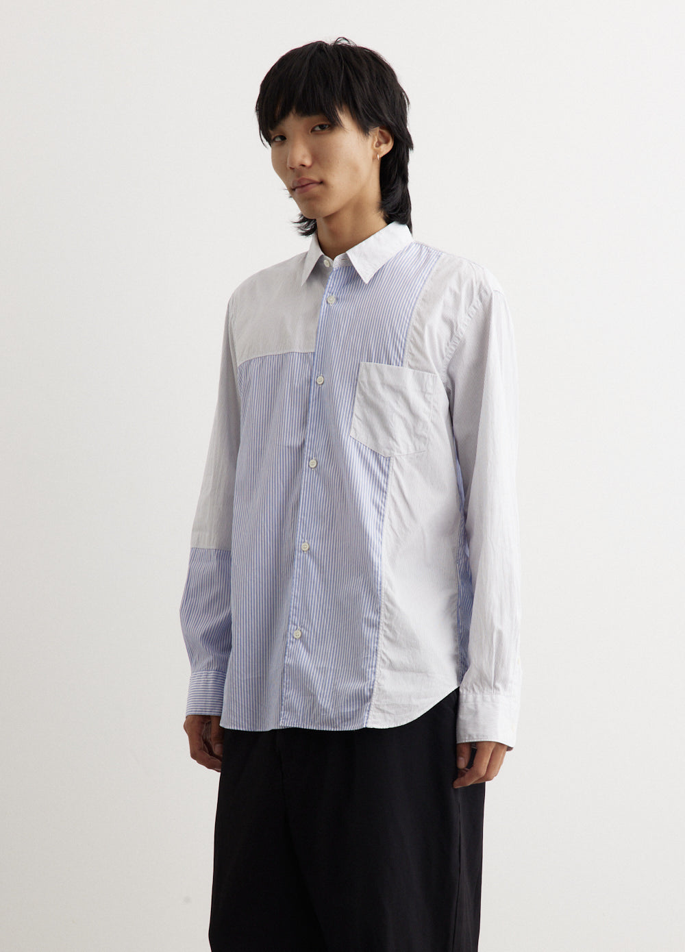 Cotton Stripe Panel Shirt