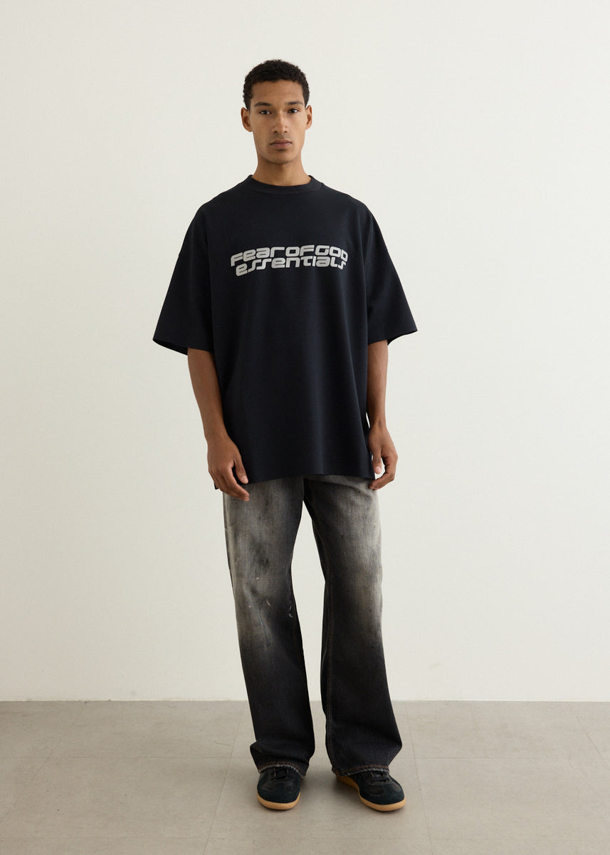 iore トップス　DETAIL PONTE T-SHIRT / BLACK Ponte 90's Short Sleeve T-Shirt
