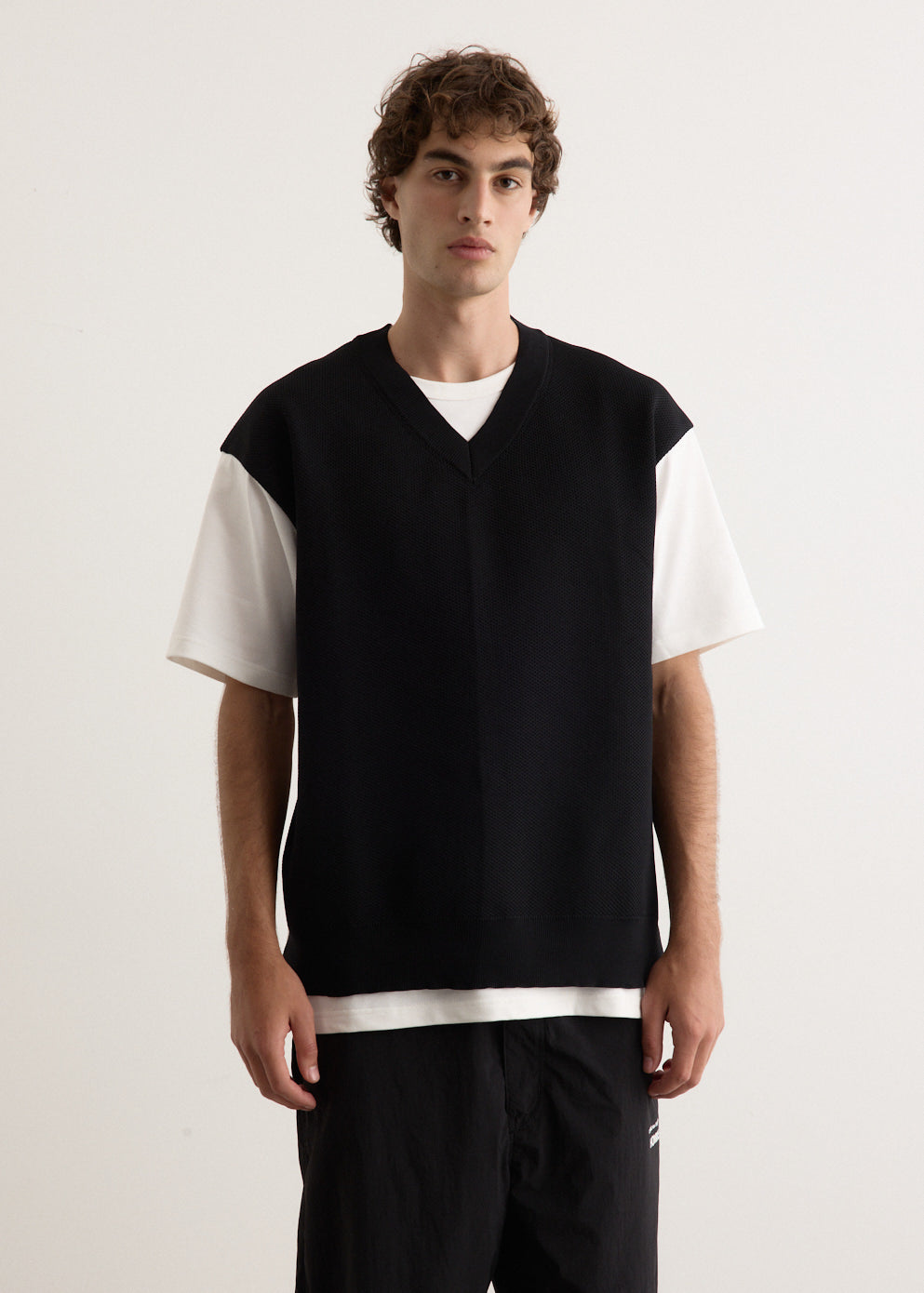 Knit Vest Layer T-Shirt