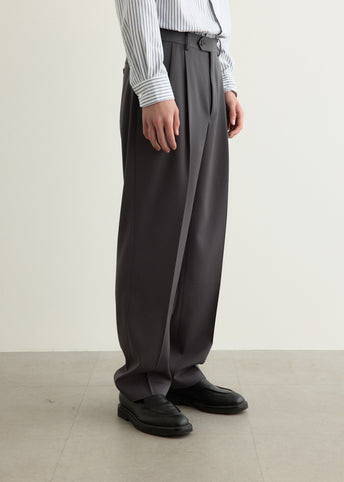 Light Wool Max Gabardine Two-Tuck Slacks