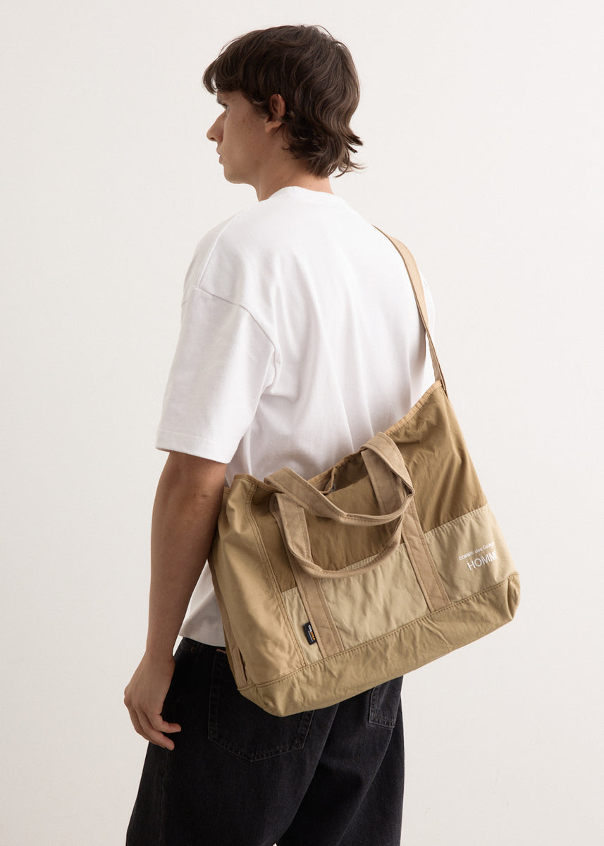 Cotton Nylon Patchwork Washed Tote Cotton Nylon Patchwork Washed Tote