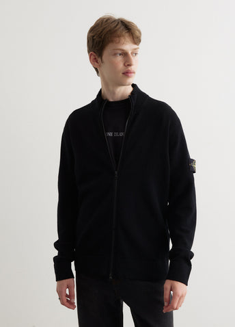Stand Collar Zip Knit Cardigan
