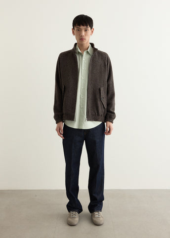 Alpaca Wool Silk Tweed Zip Blouson