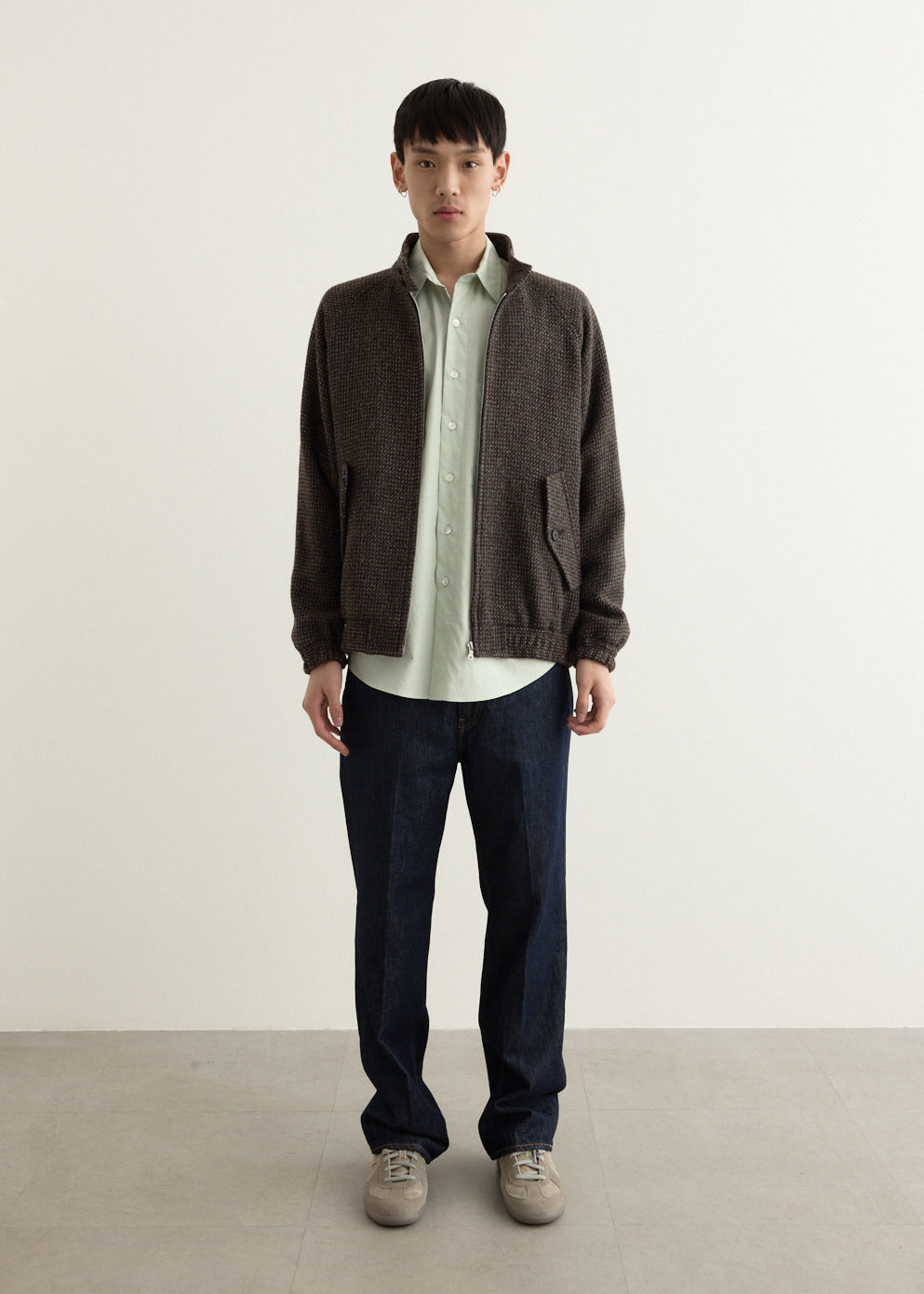 Alpaca Wool Silk Tweed Zip Blouson