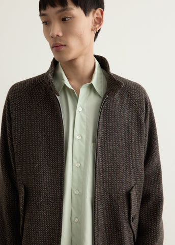 Alpaca Wool Silk Tweed Zip Blouson