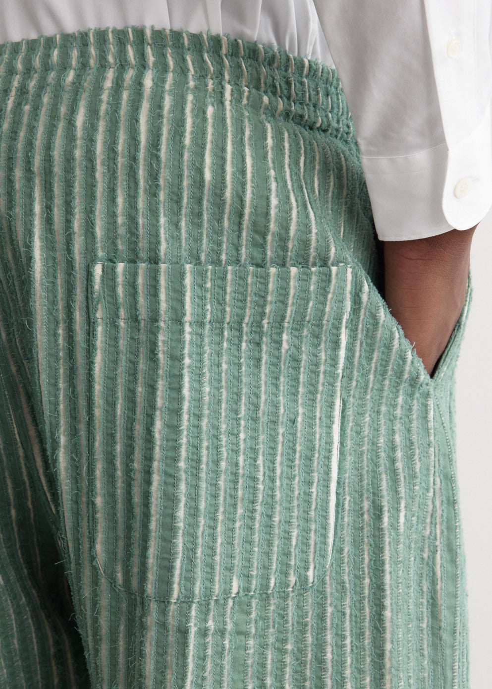 Hand-Frayed Stripe Trousers