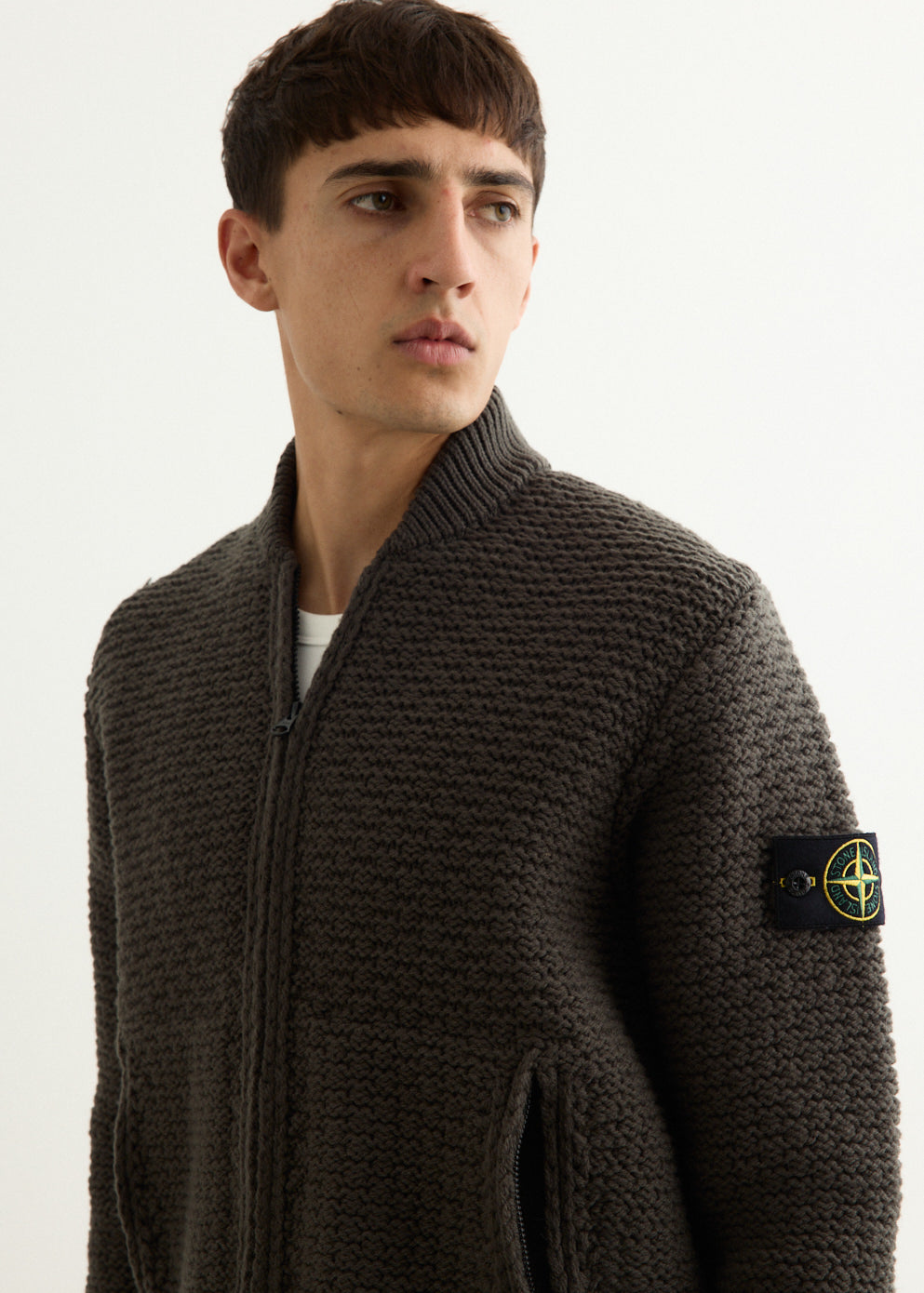 Pure Wool Knit Zip Bomber