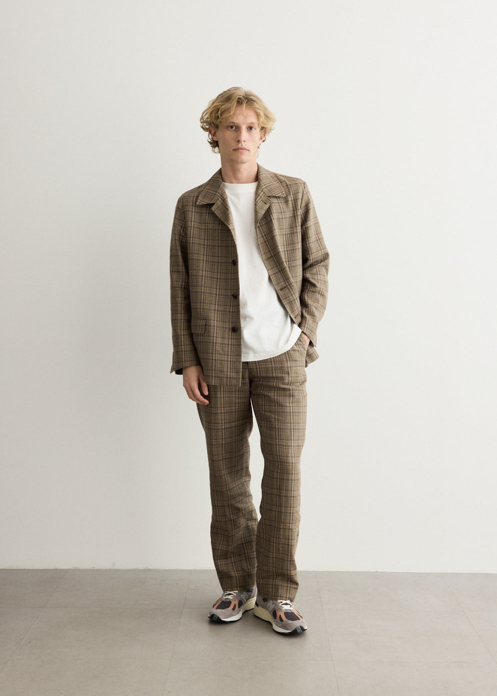 Silk Ninen Nep Check Slacks