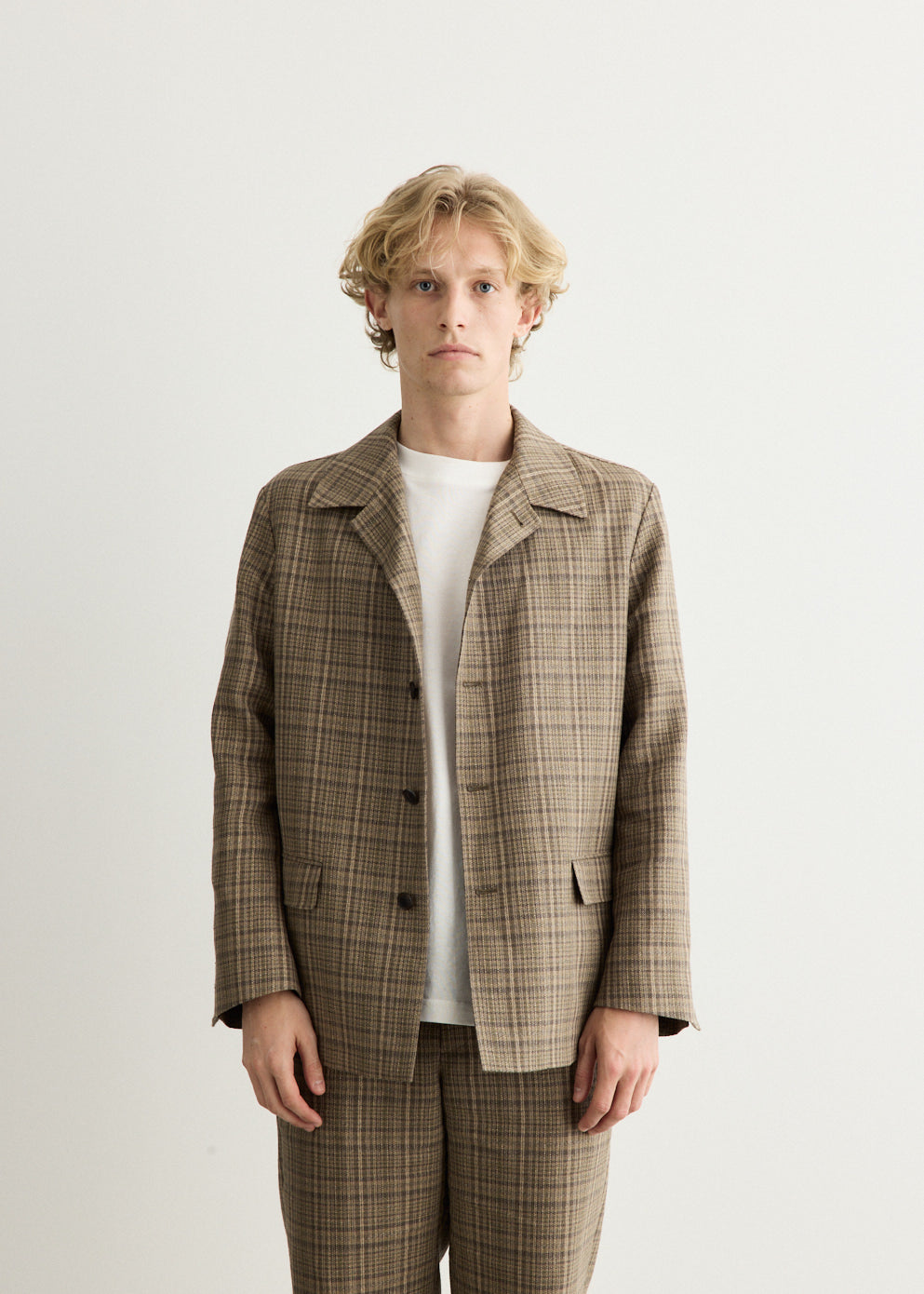 Silk Linen Nep Check Jacket