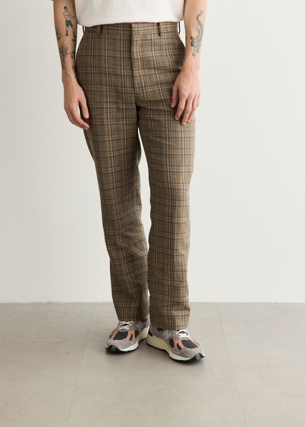 Silk Ninen Nep Check Slacks