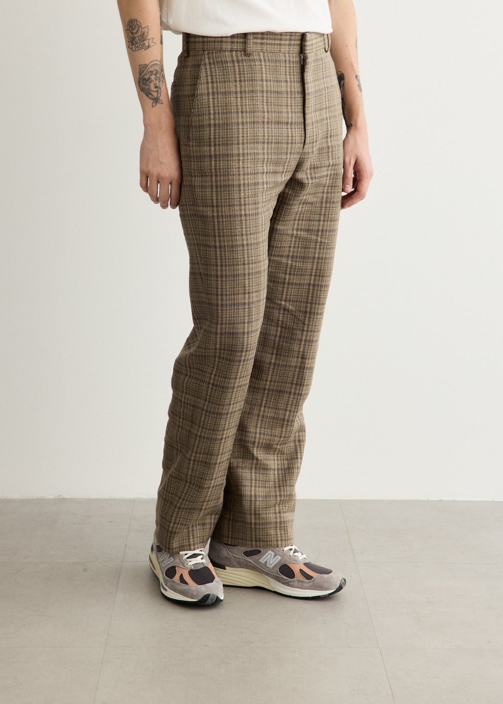 Silk Ninen Nep Check Slacks