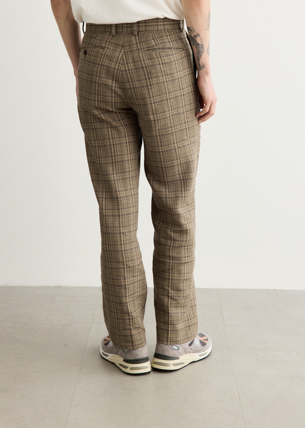 Silk Ninen Nep Check Slacks