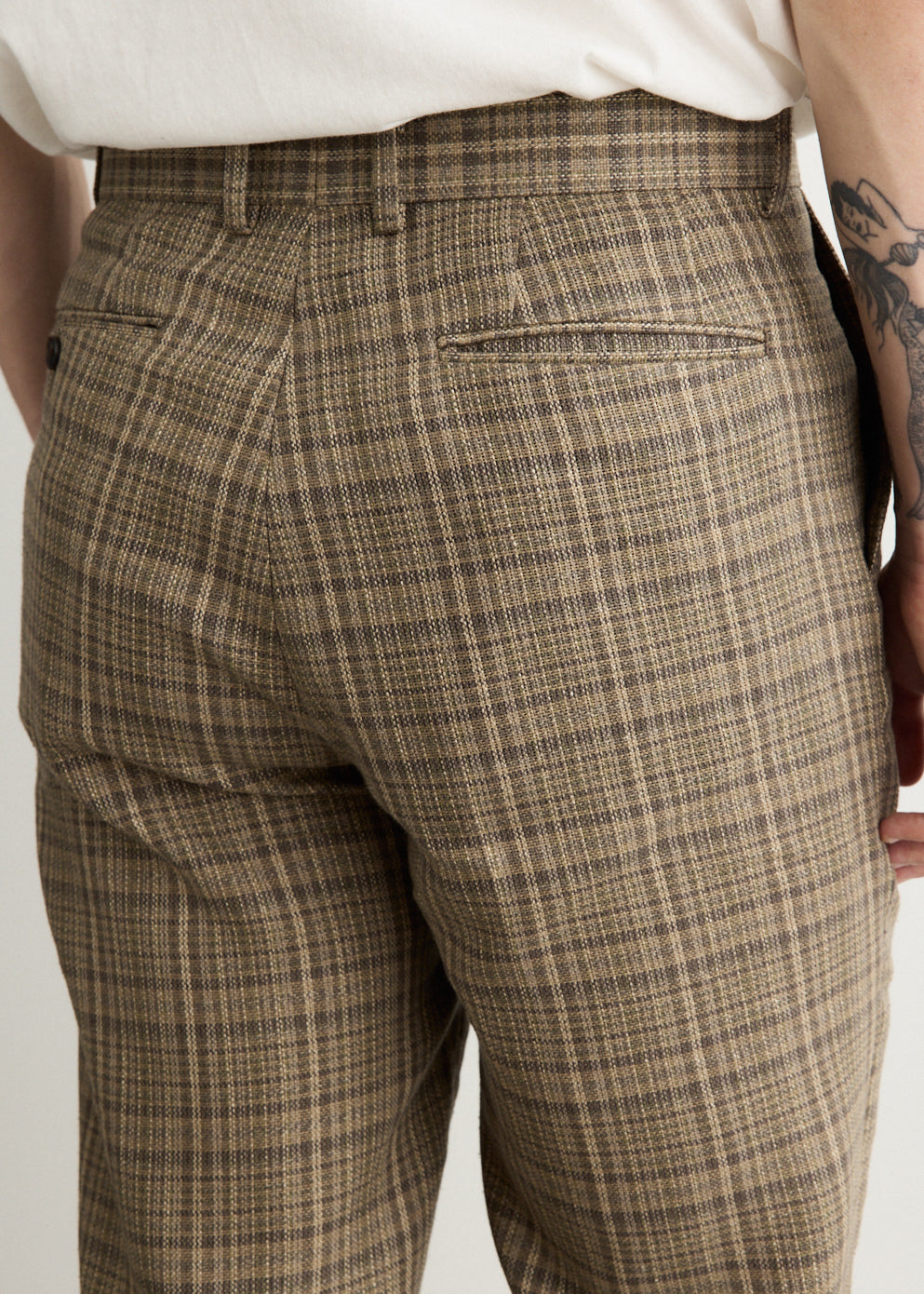 Silk Ninen Nep Check Slacks