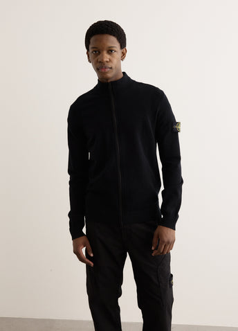 Stand Collar Zip Knit Cardigan