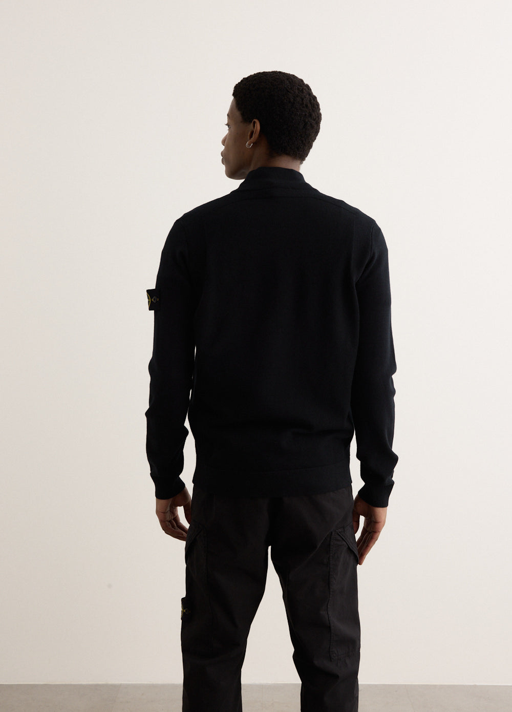 Stand Collar Zip Knit Cardigan
