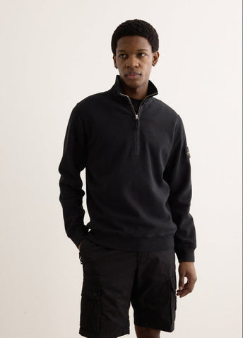 Regular Fit Organic Cotton Badge Half Zip Sweatshirt