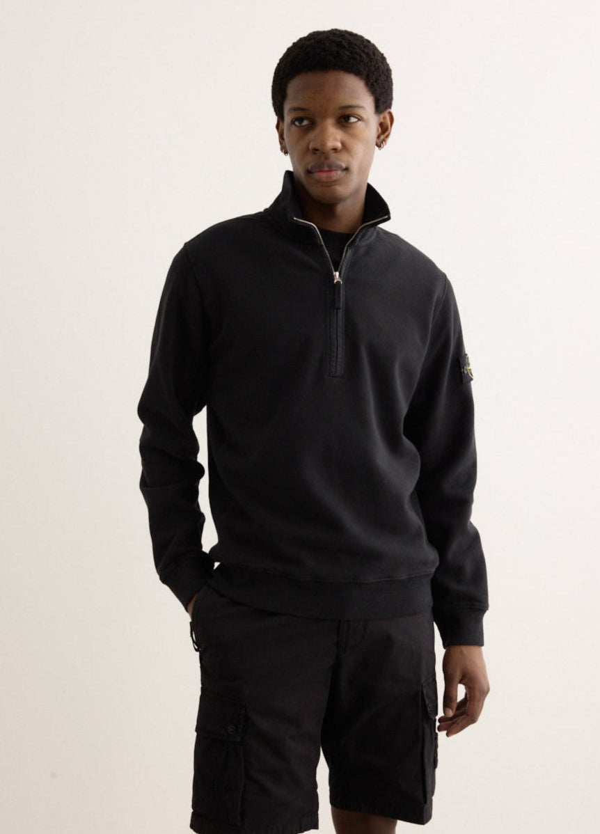 Regular Fit Organic Cotton Badge Half Zip Sweatshirt