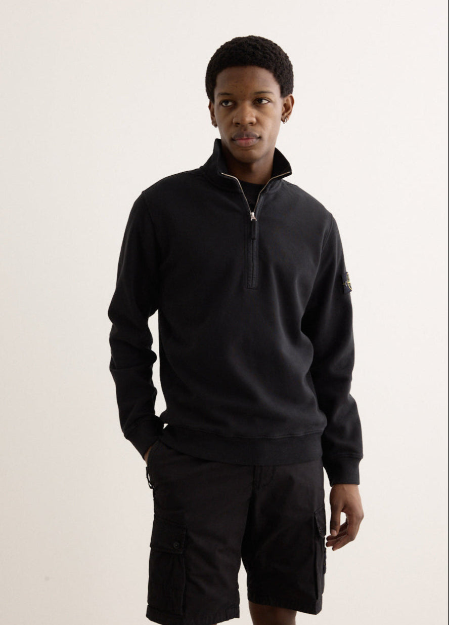 Regular Fit Organic Cotton Badge Half Zip Sweatshirt
