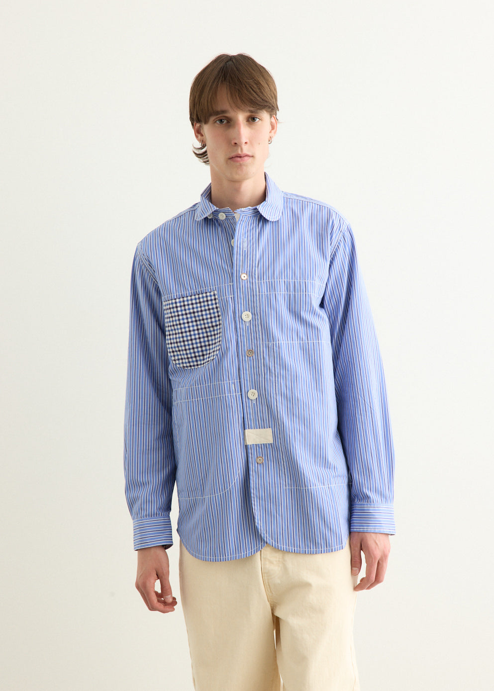 Cotton Stripe x Cotton Check Jacket