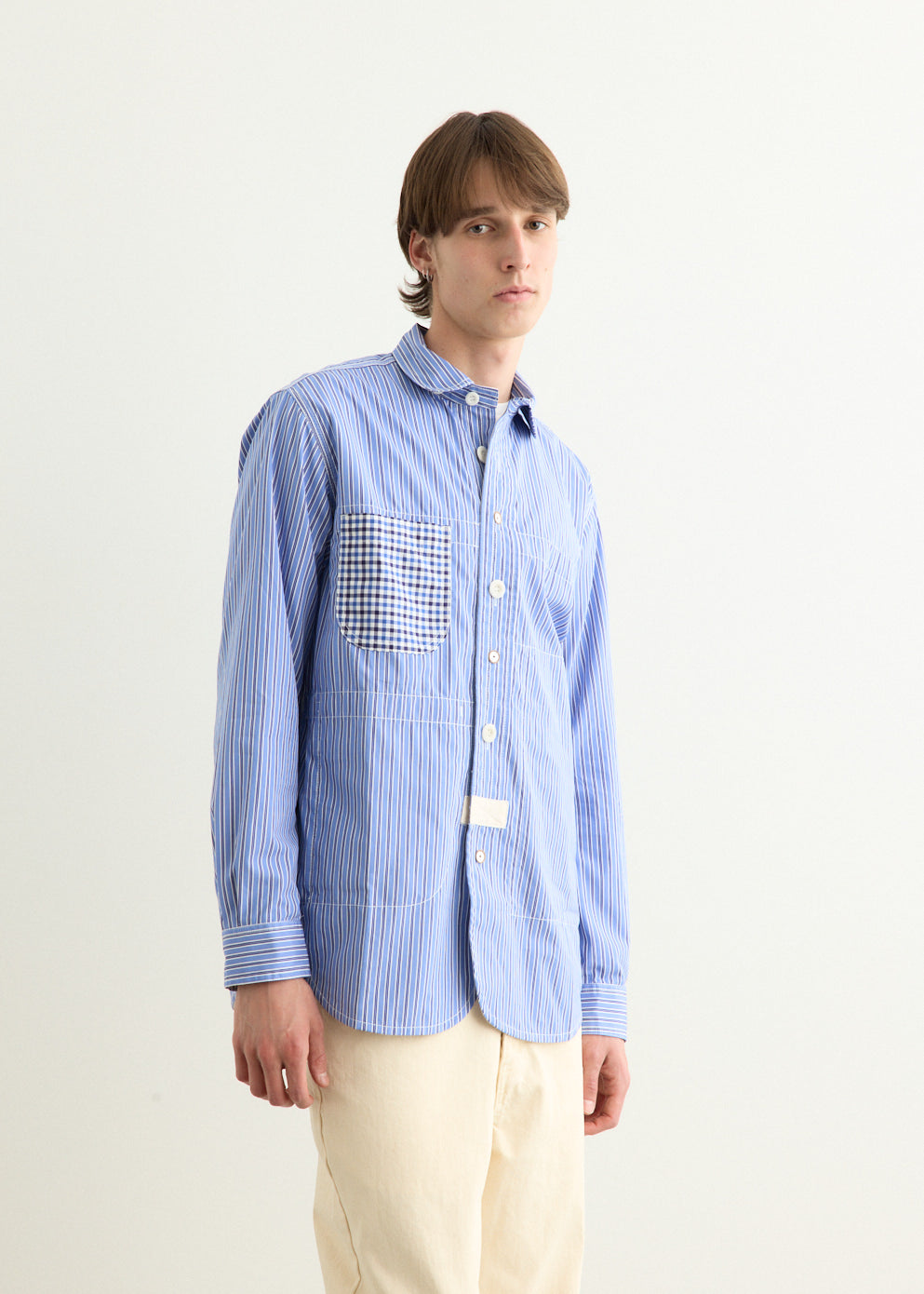 Cotton Stripe x Cotton Check Jacket
