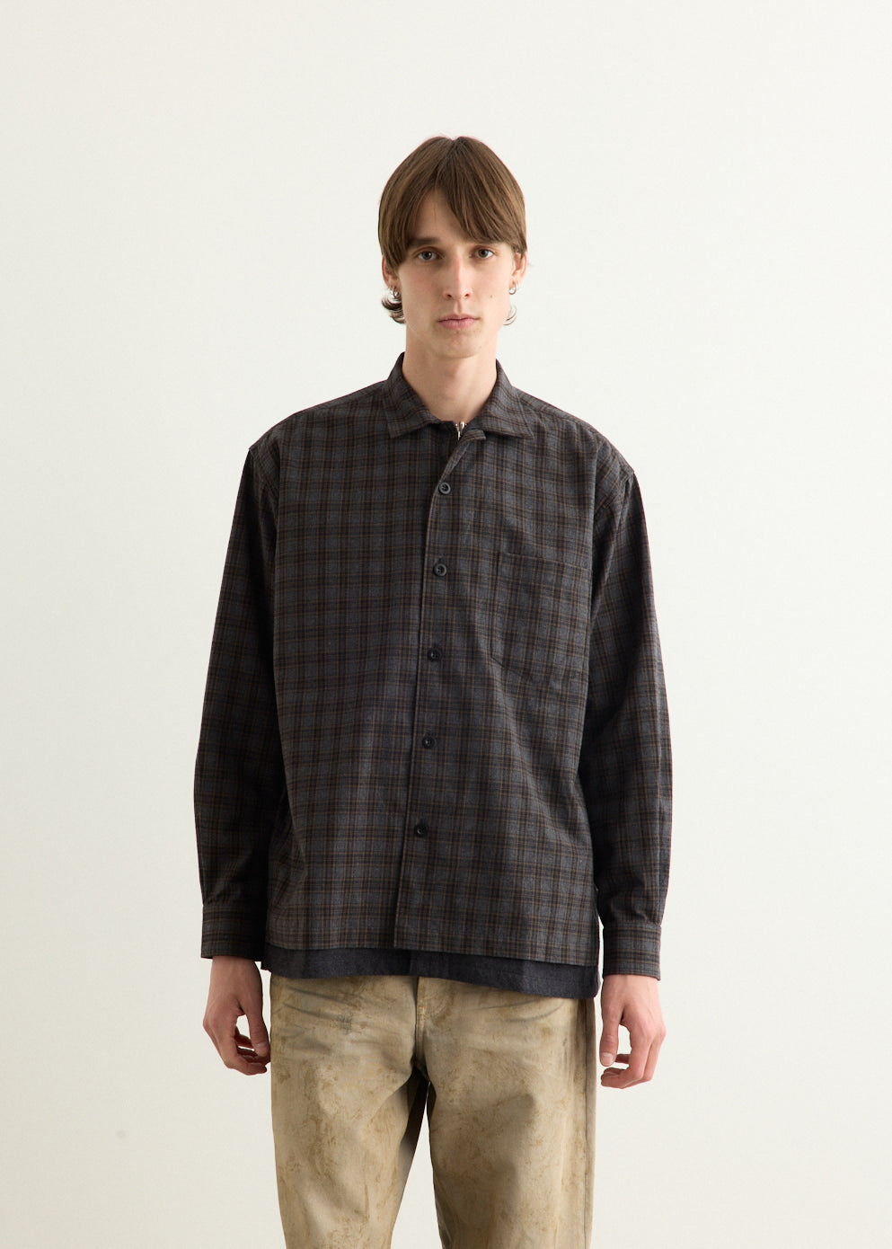 Cotton Check x Cotton Flannel Layer Shirt