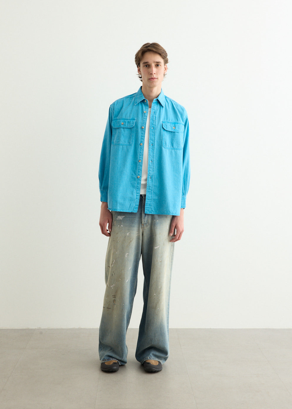 WORK Light Denim Pigment Coating Shirt