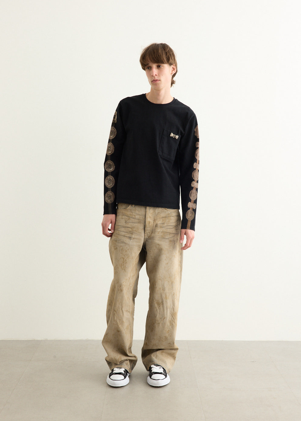 Dense Jersey Crew Long Sleeve T-Shirt (Concho Belt Sleeve)