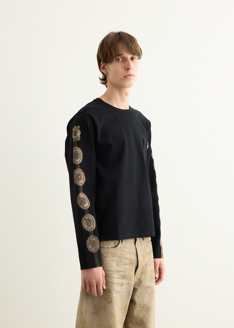 Dense Jersey Crew Long Sleeve T-Shirt (Concho Belt Sleeve)
